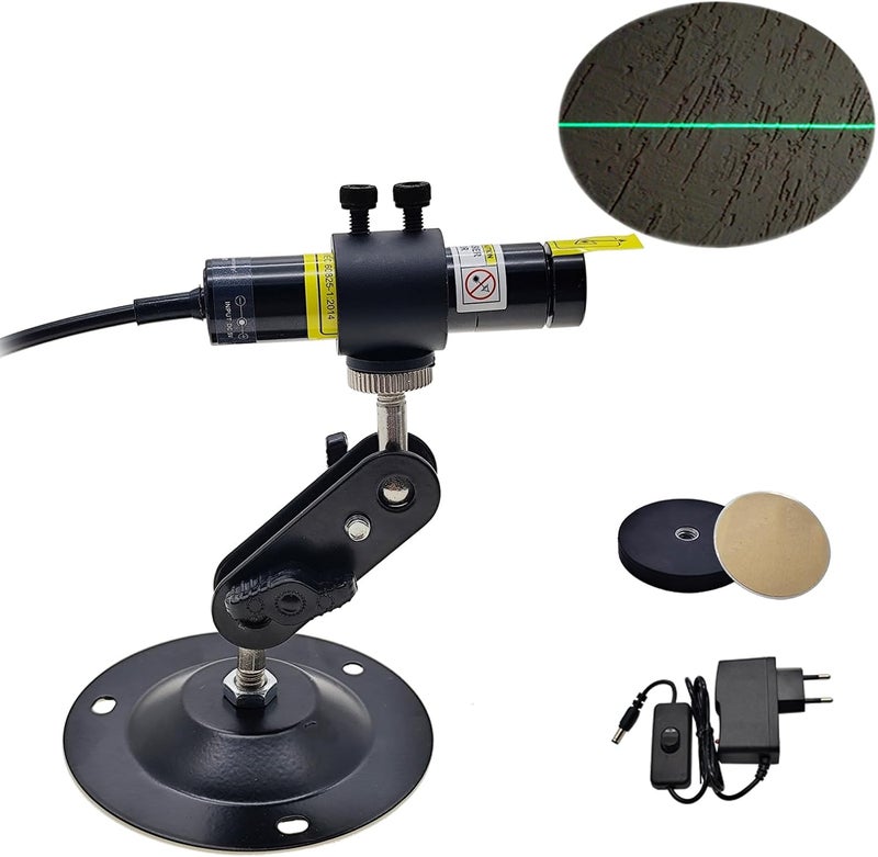 Laserlands 520nm Green Light Line Module Projector Focusable Locator Generator for Wood Stone Fabric Alignment Dia.16mm (5V DC with Adapter, Mount and Magnetic Base) - Image 2